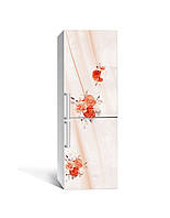 Вінілова 3Д наклейка на холодильник Дрібні Гвоздики (плівка ПВХ з ламінуванням) 60*180см Квіти Бежевий