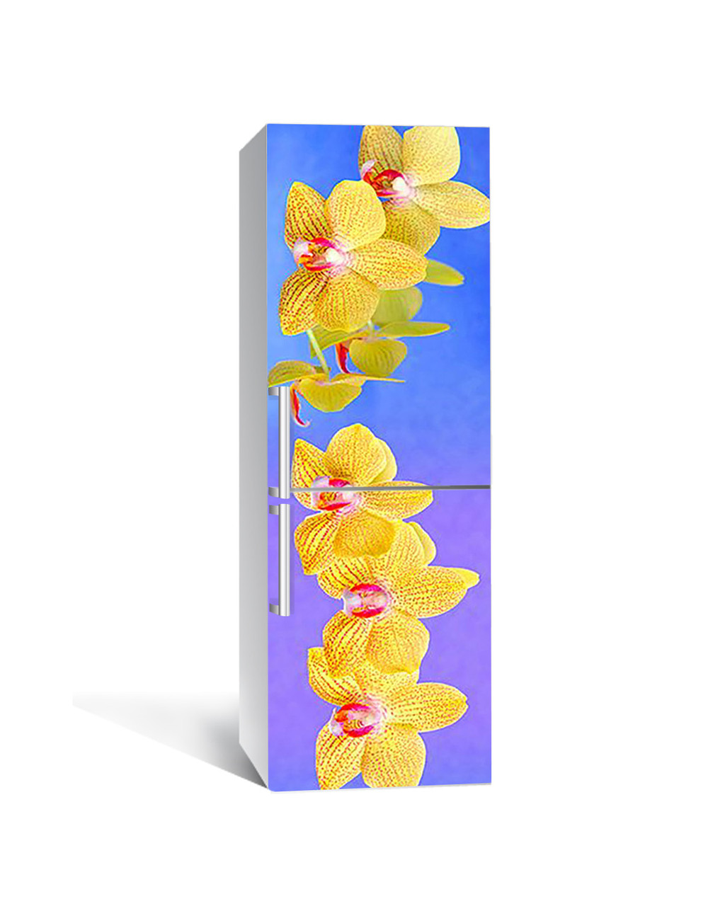 Вінілова наклейка на холодильник Жовті Тигрові Орхідеї (самоклеюча плівка ПВХ) квіти 600*1800 мм