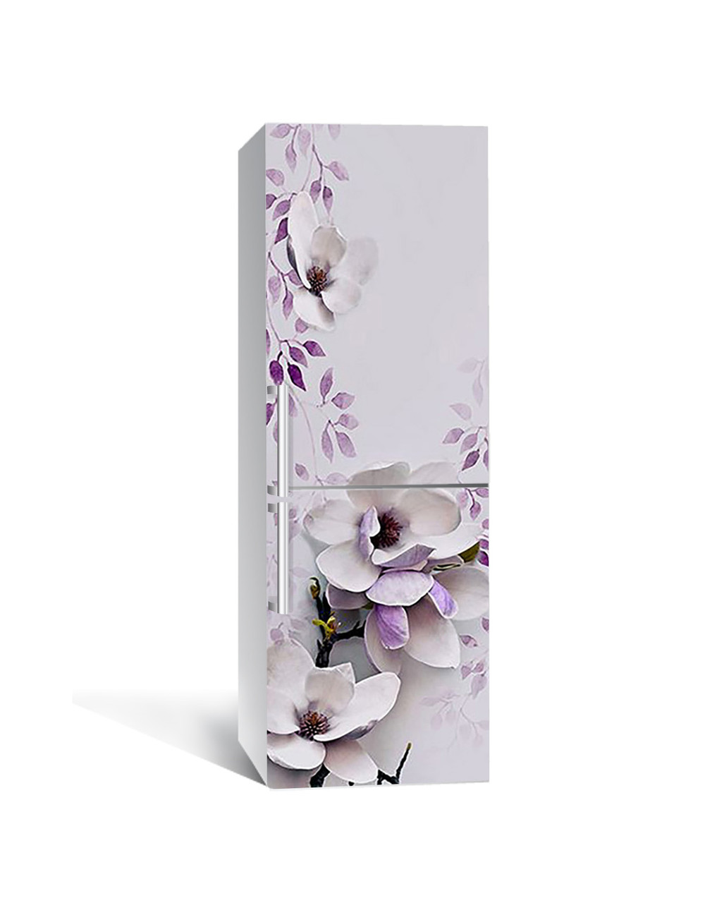 Вінілова наклейка на холодильник Магнолія 02 (самоклеюча плівка ПВХ) фіолетові квіти 600*1800 мм