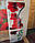 Вінілова наклейка на холодильник Червона орхідея шовк (самоклеюча плівка ПВХ) квіти сірий 600*1800 мм, фото 4