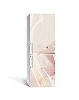 Вінілова наклейка на холодильник Невагомі Лілії (плівка самоклеюча ПВХ) квіти Рожевий 600*1800 мм