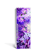 Вінілова наклейка на холодильник Бузок Макро (плівка самоклеюча ПВХ) квіти Фіолетовий 600*1800 мм