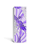 Виниловая 3Д наклейка на холодильник Фиолетовый Витраж (ПВХ пленка самоклеющаяся) геометрия Текстуры 600*1800