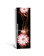 Декоративная 3Д наклейка на холодильник Цветы Скорость (виниловая пленка ПВХ) линии Абстракция Коричневый