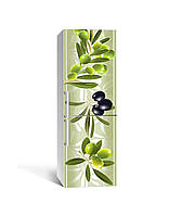 Декор 3Д наклейка на холодильник 3d Оливки Маслины (пленка ПВХ с ламинацией) 60*180см Ягоды Зелёный