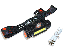 Ліхтарик налобний світлодіодний акумуляторний з магнітом №101 8см/4см, фото 3