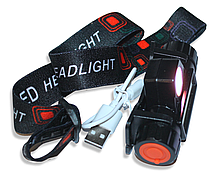 Ліхтарик налобний світлодіодний акумуляторний з магнітом №101 8см/4см, фото 2