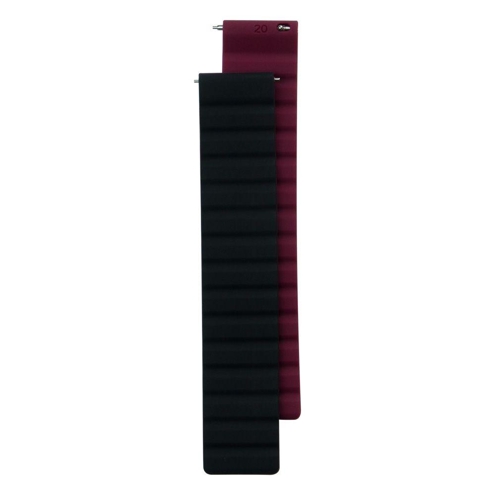 Ремешок для часов Silicone Link Magnetic 20mm Цвет Black-Bordo - фото 1 - id-p1860211025