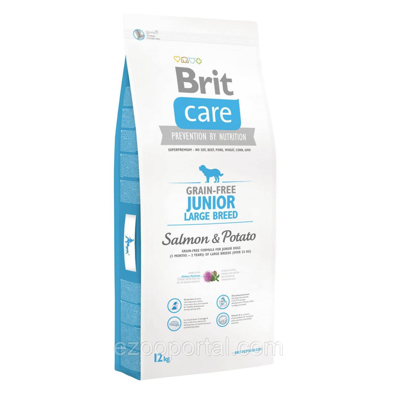 Сухий корм Brit Care для цуценят та молодих собак великих порід GF Junior Large Breed Salmon & Potato 12кг