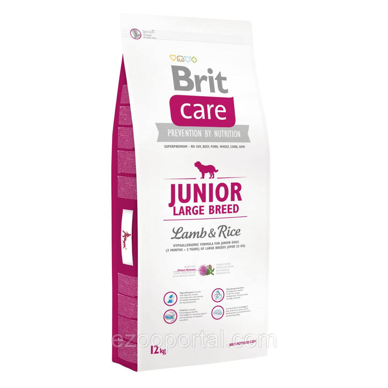 Сухий корм Brit Care для цуценят та молодих собак великих порід Junior Large Breed Lamb & Rice 12кг