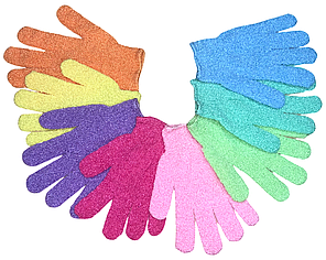 Мочалка-рукавичка банна 5 пальців Асорті, фото 2