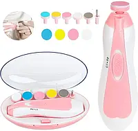 Детский Электрический триммер для ногтей 6в1, маникюрный набор для ухода за новорожденным ребенком, розовый