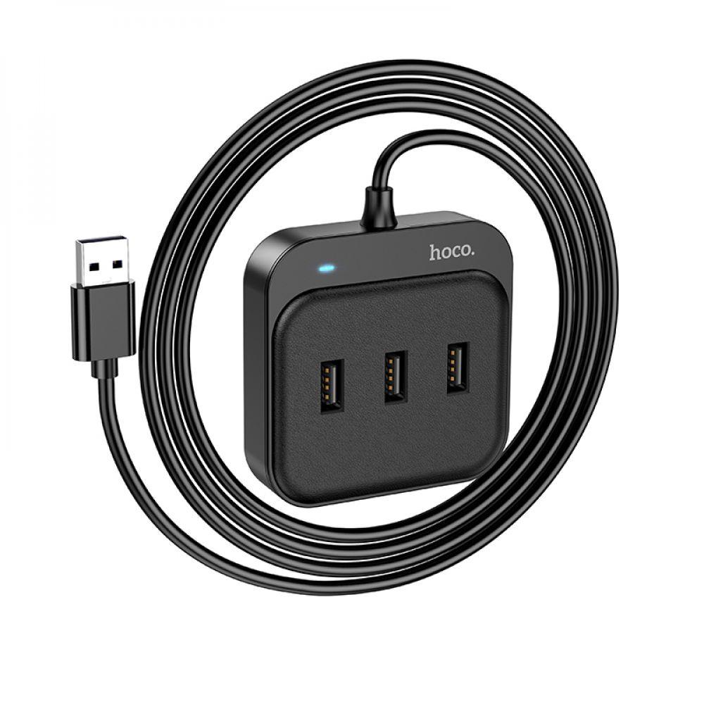 Хаб USB Hub Hoco HB31 Easy 4-in-1 converter(USB to USB2.0*4)(L=1.2M) Цвет Черный - фото 3 - id-p1860221903