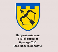 Шеврон 113-ая ОБ ТрО Харьковская область Шевроны на заказ Военные шевроны на липучке патчи ВСУ (AN-12-657)