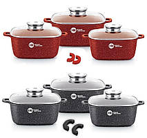 Набір Кухонна посуд із Гранітним Покриттям Higer Kitchen НК — 302 Набір Каструль 6 Предметів