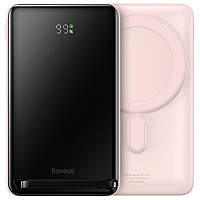 Портативний акумулятор із безпровідною зарядкою Power Bank Baseus Magnetic 10000mAh 20W Pink