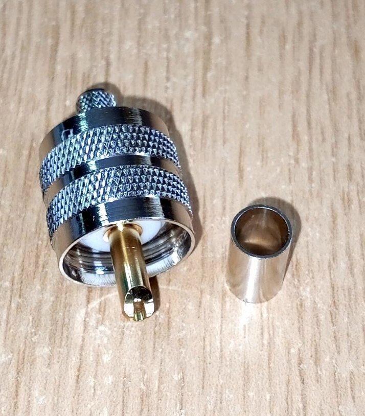 Роз'єм UHF-male (PL259, SO-239) на кабель RG58 RG142 RG223 LMR 195 LMR200 3D-FB SYV50-3, обтиск