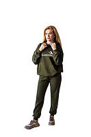 Тепле худі Оверсайз S-XL з капюшоном з написом оригінал хакі: must have дівчини зима, весна, осінь