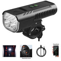 Велосипедный фонарь велофара с сигналом аккумуляторный FY-336 Power Bank выносная кнопка 8 режимов мощный свет, фото 2