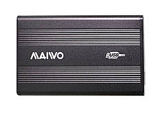 Кишеня Maiwo зовнішня для HDD 2,5" SATA через USB2.0 на гвинтах алюм. чорн.