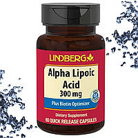 Альфа-ліпоєва кислота Lindberg Alpha Lipoic Acid 300 мг plus Biotin Optimizer 60 капсул