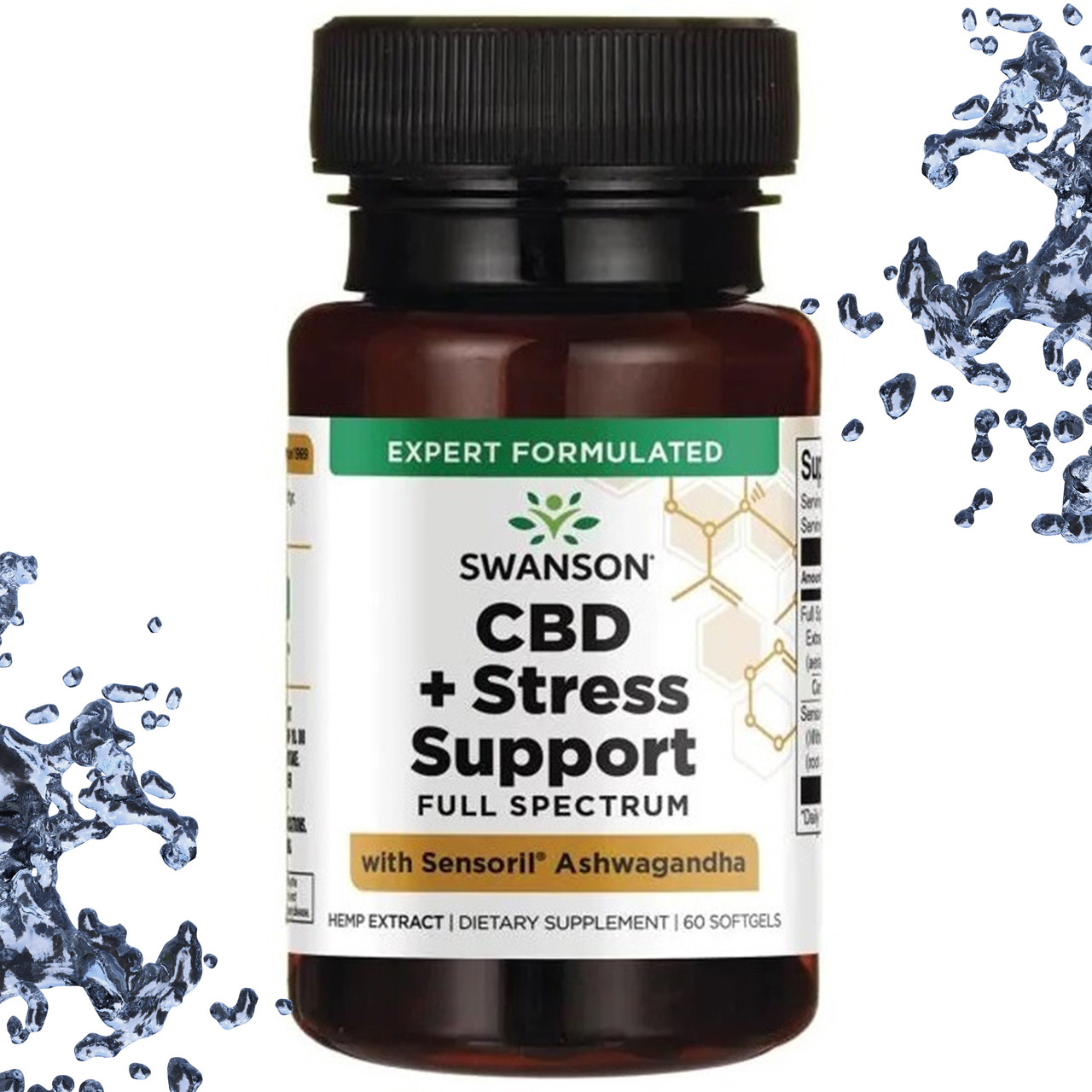 Конопляна олія + Захист від стресу Swanson КБД + Stress Support with Sensoril Ashwagandha, 60 гелевих капсул