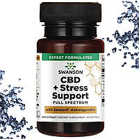 Конопляное масло + Защита от стресса Swanson КБД + Stress Support with Sensoril Ashwagandha, 60 гелевых капсул