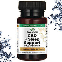 Конопляное масло + Сон Swanson КБД + Sleep Support with Melatonin, GABA & L-Theanine, 60 гелевых капсул