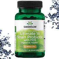 Пробиотик Swanson Ultimate 16 Strain Probiotic with FOS 3.2 billion CFU, 60 вегетаріанських капсул