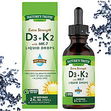 Рідкий Д3 + К2 з МК-7 Nature's Truth D3 + K2 with MK-7 Liquid Drops, 59 порцій, 59 мл