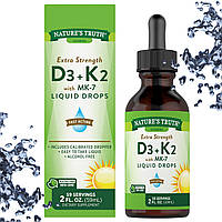 Рідкий Д3 + К2 з МК-7 Nature's Truth D3 + K2 with MK-7 Liquid Drops, 59 порцій, 59 мл