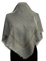 Женский льняной платок 90 на 90 см, со стразами, серого цвета, модель 2