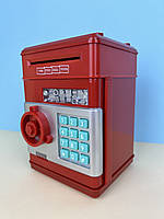 У Нас: Электронная копилка Сейф банкомат, с кодовым замком и купюроприемником "класическая" красная -OK