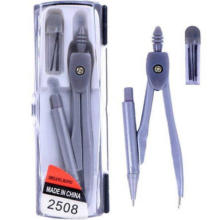 Циркуль 2508 + грифель в футлярі, фото 2