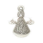 Набір 2 шт Підвіски Кулони 20 мм Янголи, Метал, Колір Срібло, Фурнітура для Прикрас, Біжутерію, фото 3