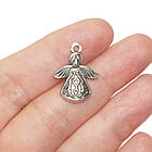 Набір 2 шт Підвіски Кулони 20 мм Янголи, Метал, Колір Срібло, Фурнітура для Прикрас, Біжутерію, фото 5