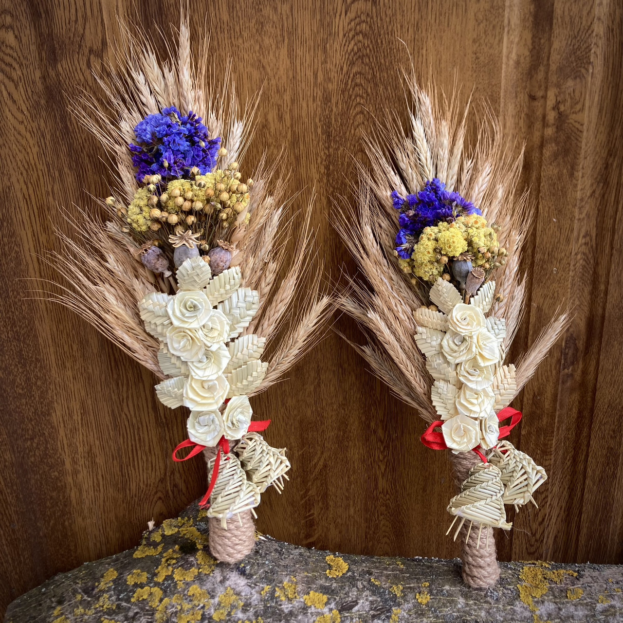 Оберіг із сухоцвітів та злаків 30 см Інтер’єрний декор, ручна робота Маковей