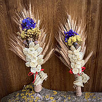 Оберіг із сухоцвітів та злаків 30 см Інтер’єрний декор, ручна робота Маковей