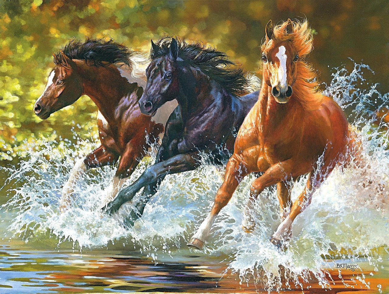 Алмазна мозаїка Дикі коні My-Art TN1133 (40 x 50 см) на підрамнику, фото 1