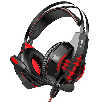 Навушники Hoco ігрові дротові з мікрофоном W102 Cool Red