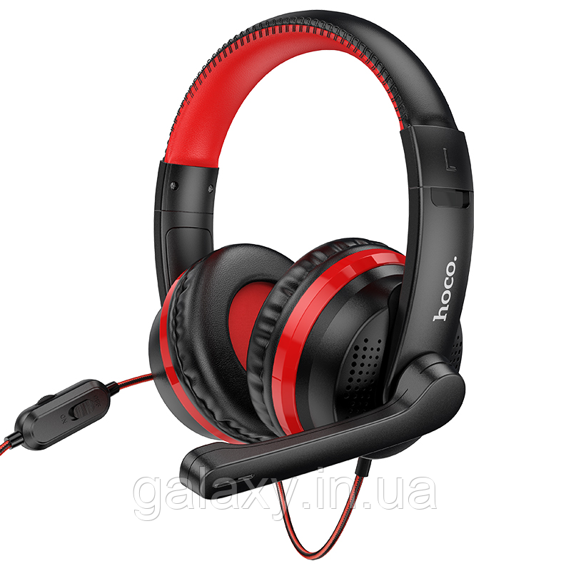 Навушники Hoco ігрові дротові з мікрофоном Magic W103 Black / Red