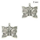 Набір 2 шт Підвіски Кулони 16 мм Метелики, Метал, Колір Срібло, Фурнітура для Прикрас, Біжутерії, Браслетів, фото 7