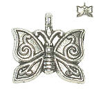 Набір 2 шт Підвіски Кулони 16 мм Метелики, Метал, Колір Срібло, Фурнітура для Прикрас, Біжутерії, Браслетів, фото 6