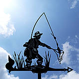 Флюгер Рибак з підсакою, флюгер на дах з металу 2 мм., фото 10