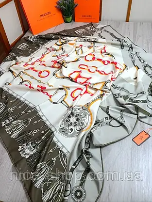 Хустка H.e.r.m.e.s шовкова з ручною підшивкою, фото 5