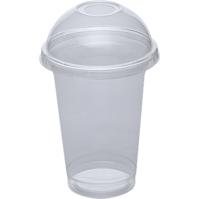 Стакан пластиковий 300мл з купольною кришкою (з отвором) - 100шт
