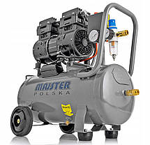 Безмасляний компресор для гаража Majster Polska MP-0063 24 л 10 бар  60 дБ компресор 24л безмасляний для майстерні, фото 2