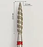Насадка алмазная для маникюра ТОРНАДО ПЛАМЯ красное 243.514.023T (UMG) аппаратный маникюр