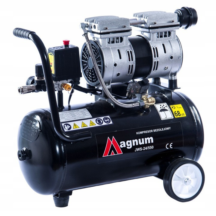 Безмасляний повітряний компресор Magnum JWS-24 24 л 8 бар 135л/хв безмасляний компресор з низьким рівнем шуму