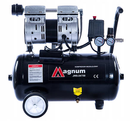 Безмасляний повітряний компресор Magnum JWS-24 24 л 8 бар 135л/хв безмасляний компресор з низьким рівнем шуму, фото 2